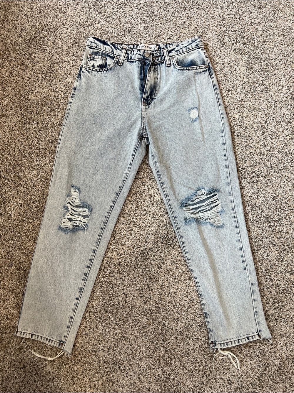 Rich star Light Wash Distressed Boyfriend Jeans for Women